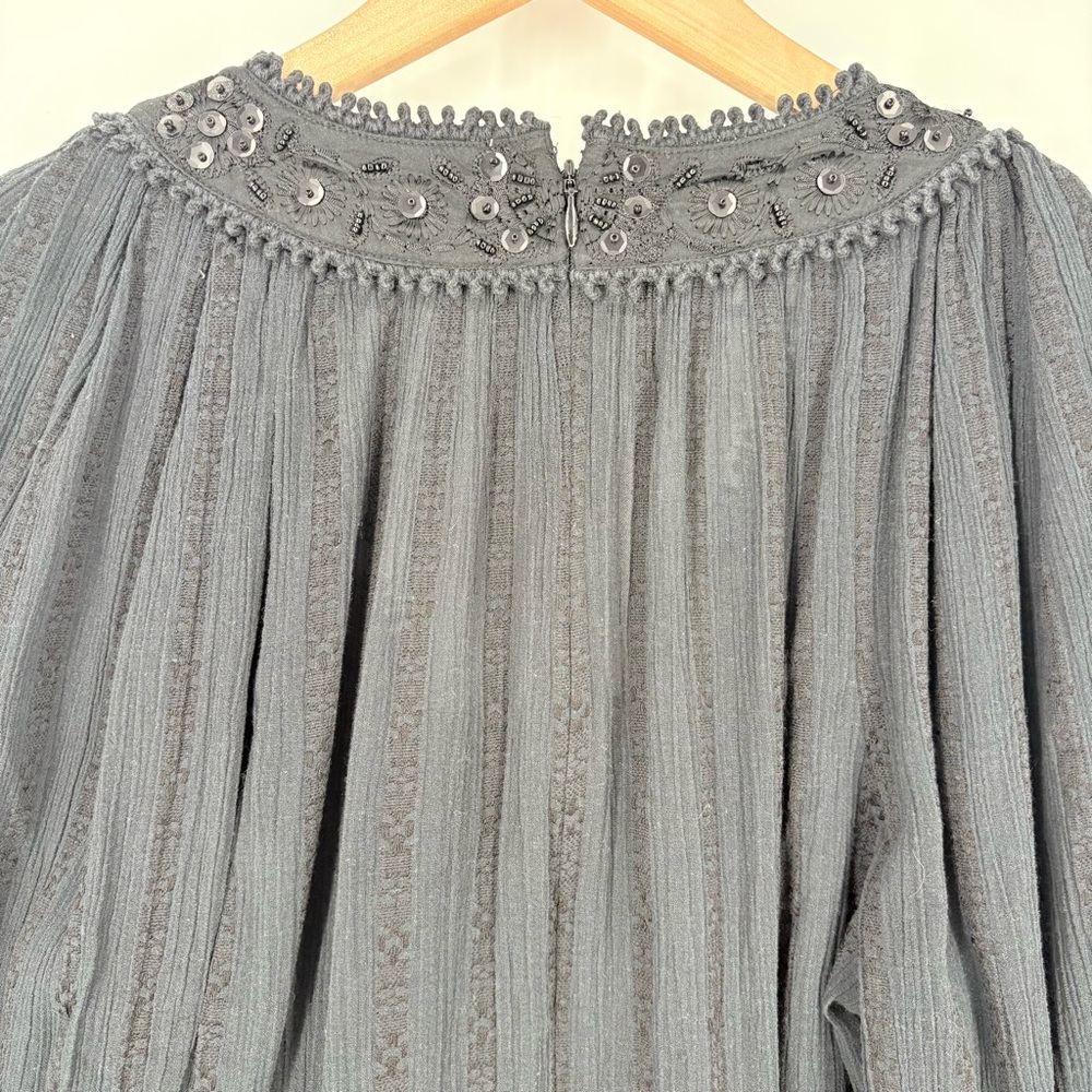 Sea New York Charlotte Embroidery Long Sleeve Black Beaded Top - Picture 15 of 16
